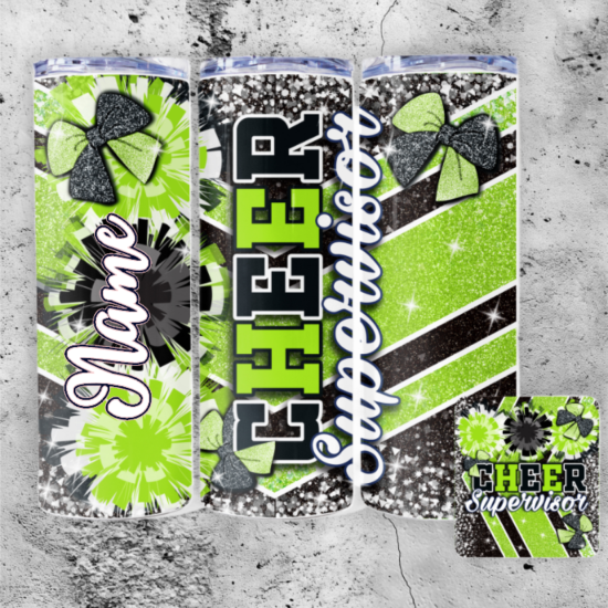 Tumbler Cup 20oz - apfelgrün - "Cheer Supervisor" - mit Namen